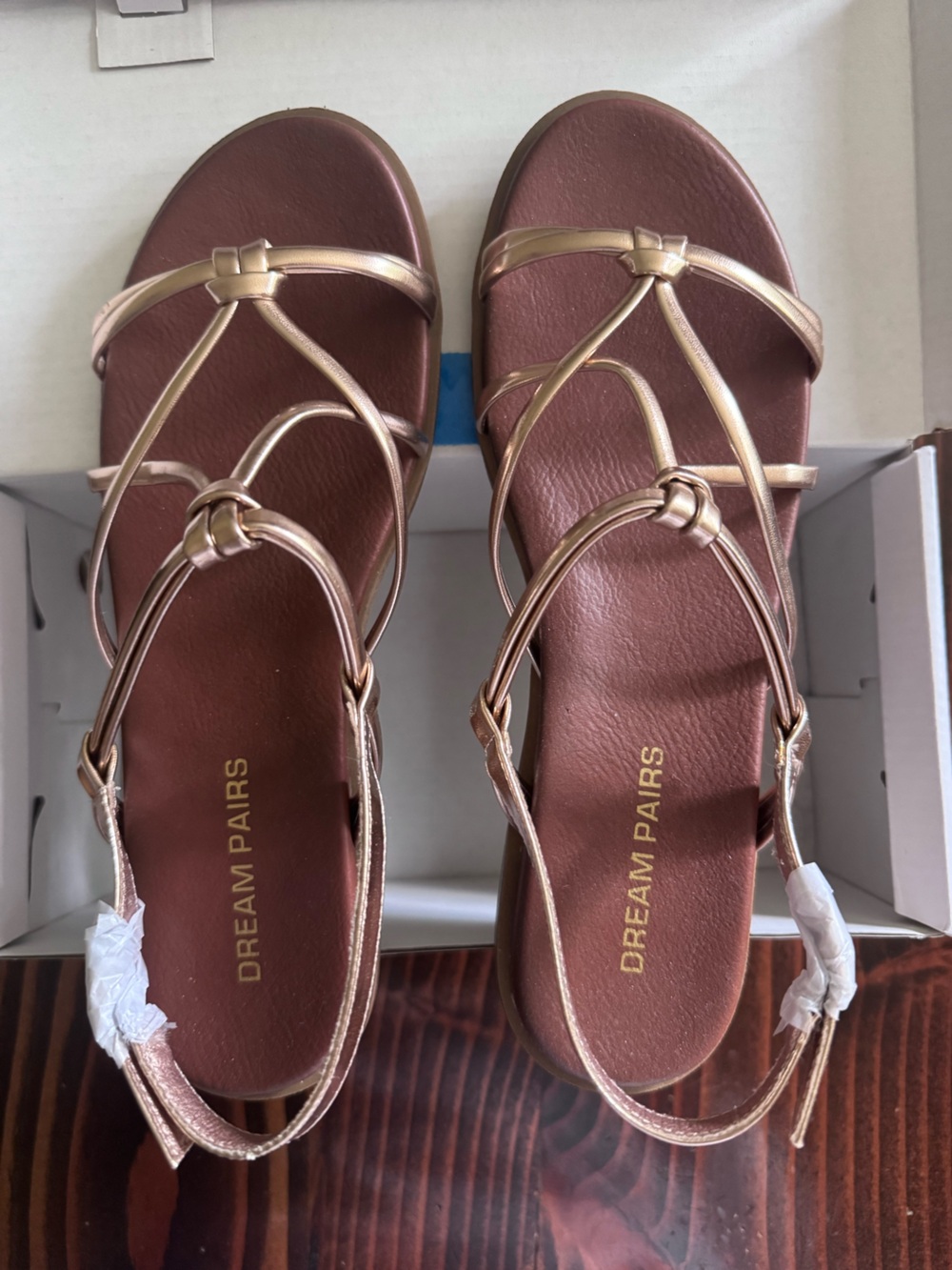 BN in Box Dream Pairs— Strappy, Gladiator Sandal. Rose Gold